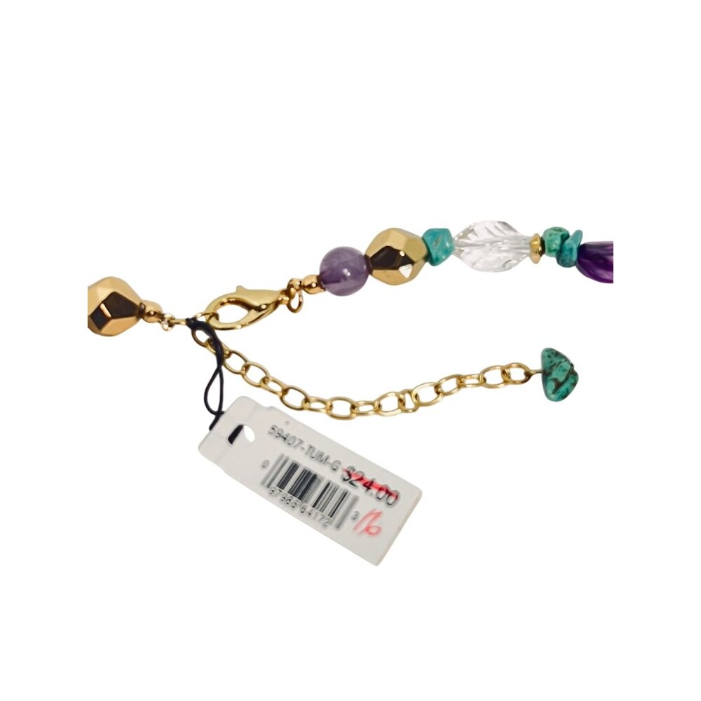 Carol Dauplaise Chunky Bead Necklace W/Turquoise Purple And Gold Accents (6301) - Picture 7 of 8